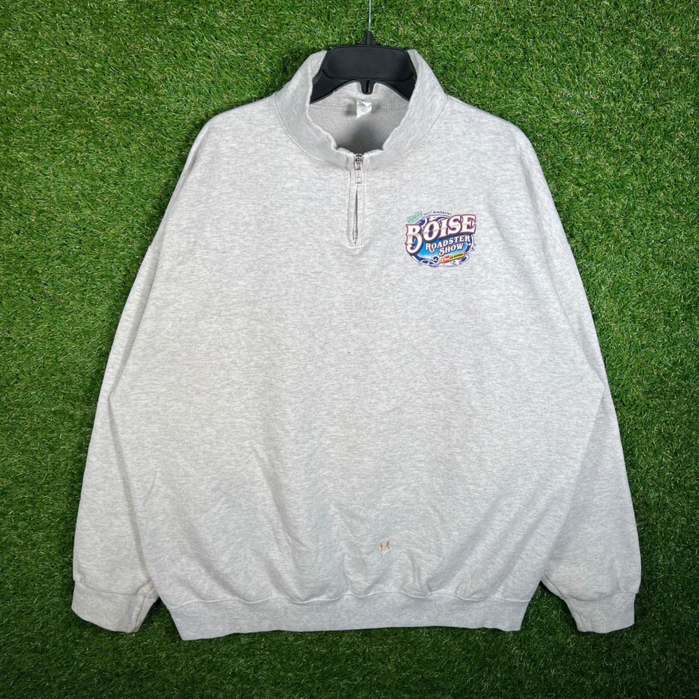 Jerzees Boise Roadster Show 2024 Quarter Zip Sweatshirt Mens 3XL Gray Graphic
